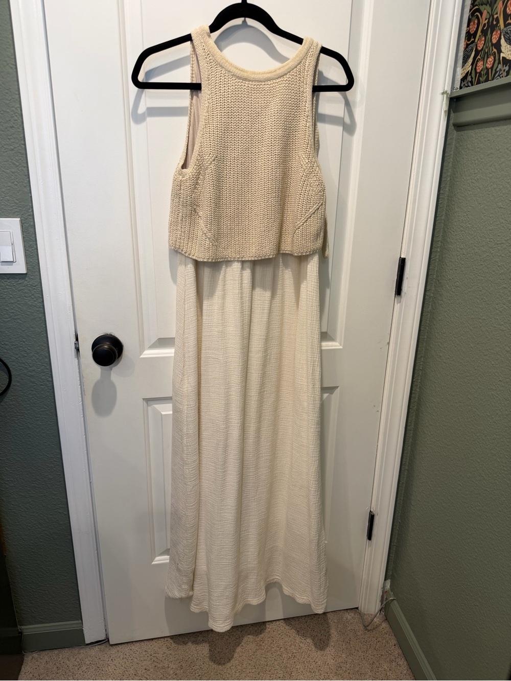Anthropologie Moth Cream Knit Bodice Maxi Dress size small